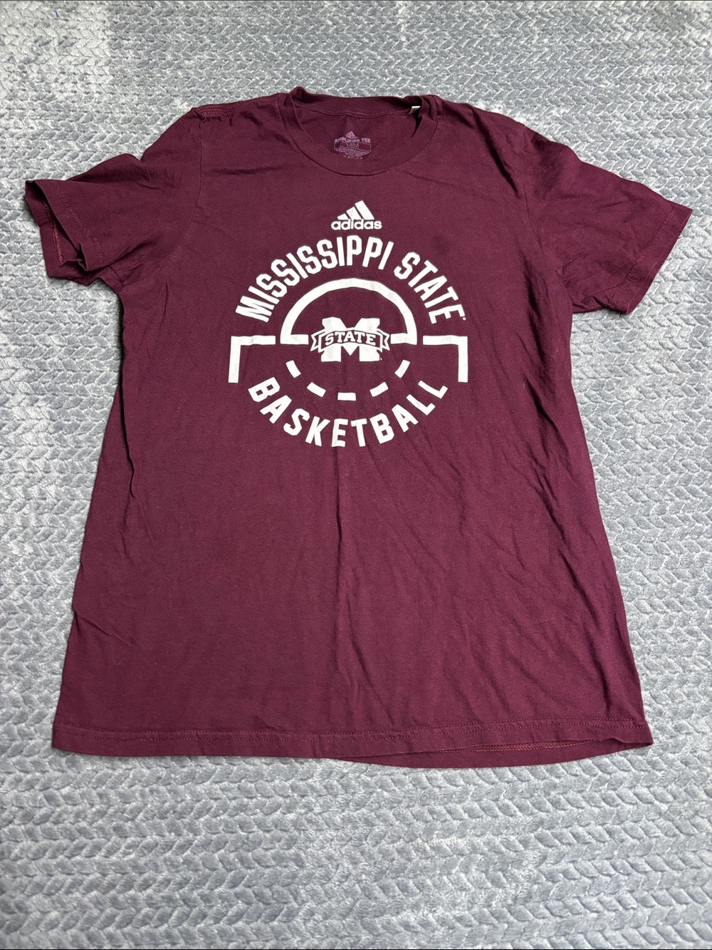 adidas Mississippi State Basketball Tee - Maroon and White